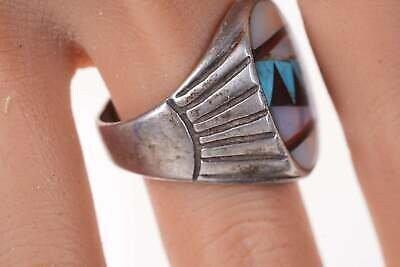 sz11.5 Vintage Zuni Sterling Munti-stone inlay ring - Estate Fresh Austin