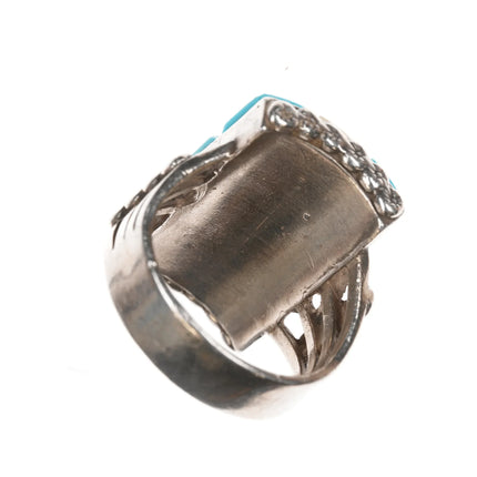 sz11.5 Vintage Zuni Sterling, turquoise and shell cobblestone ring - Estate Fresh Austin