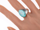 sz11.5 Zuni Sterling - Turquoise channel inlay ring - Estate Fresh Austin
