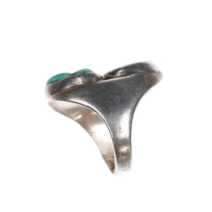 sz11.75 1970's Navajo sterling turquoise, fire agate ring - Estate Fresh Austin