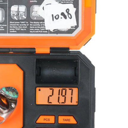 sz11.75 1970's Navajo sterling turquoise, fire agate ring - Estate Fresh Austin