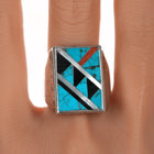 sz11.75 1970's Zuni Channel inlay sterling ring - Estate Fresh Austin