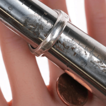 sz11.75 Cecil Lee Navajo Silver High grade turquoise hummingbird channel inlay ring - Estate Fresh Austin