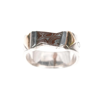 sz11.75 Retro Barnes Sterling/14k freeform modernist ring - Estate Fresh Austin
