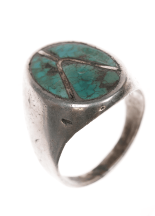 sz11.75 Zuni silver channel inlay turquoise ring - Estate Fresh Austin