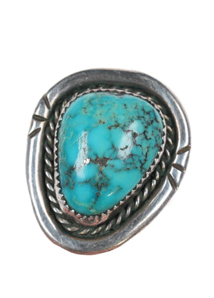 sz12 1970's Navajo sterling spiderweb turquoise ring - Estate Fresh Austin