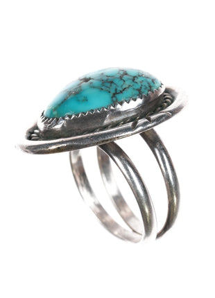 sz12 1970's Navajo sterling spiderweb turquoise ring - Estate Fresh Austin