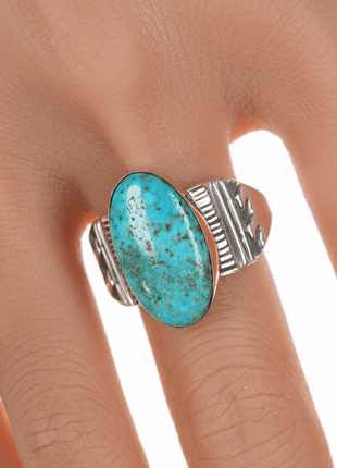 sz12 Alvin Monte Navajo 14k/Sterling turquoise ring - Estate Fresh Austin