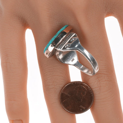 sz12 Alvin Monte Navajo 14k/Sterling turquoise ring - Estate Fresh Austin
