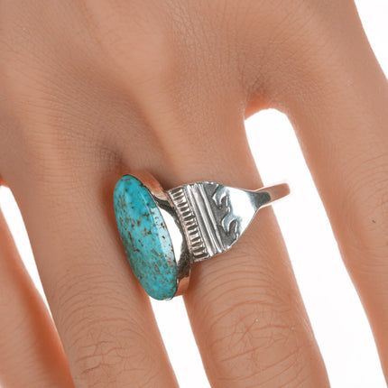 sz12 Alvin Monte Navajo 14k/Sterling turquoise ring - Estate Fresh Austin