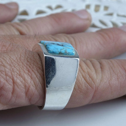 Sz12 Sterling Turquoise Inlay Men's ring - Estate Fresh Austin