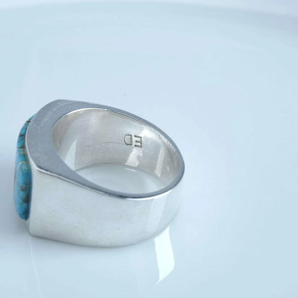Sz12 Sterling Turquoise Inlay Men's ring - Estate Fresh Austin