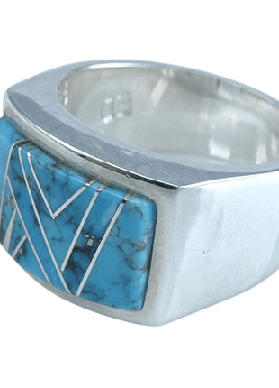 Sz12 Sterling Turquoise Inlay Men's ring - Estate Fresh Austin