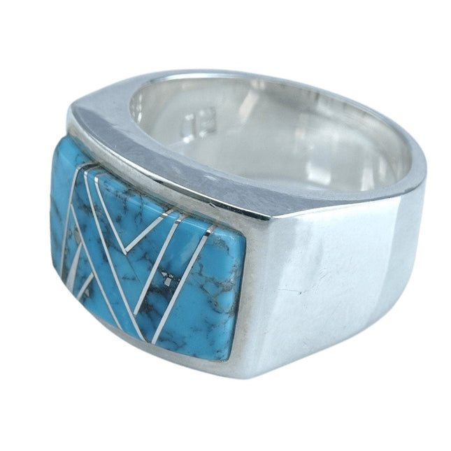 Sz12 Sterling Turquoise Inlay Men's ring - Estate Fresh Austin