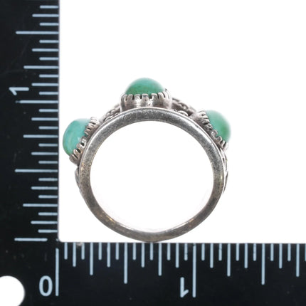 sz12 Vintage Native American silver turquoise row ring - Estate Fresh Austin
