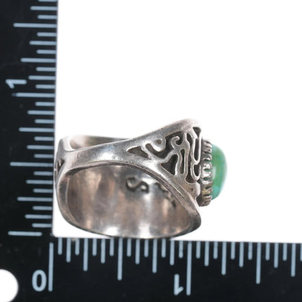 sz12 Vintage Native American silver turquoise row ring - Estate Fresh Austin