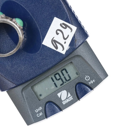 sz12 Vintage Native American silver turquoise row ring - Estate Fresh Austin