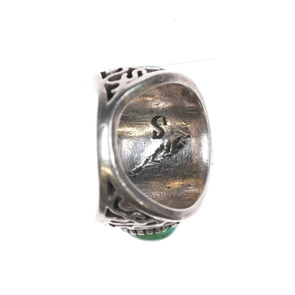 sz12 Vintage Native American silver turquoise row ring - Estate Fresh Austin