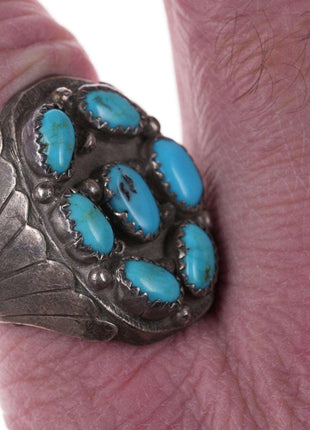 sz12.25 Men's Native American Sterling/turquoise cluster ring - Estate Fresh Austin