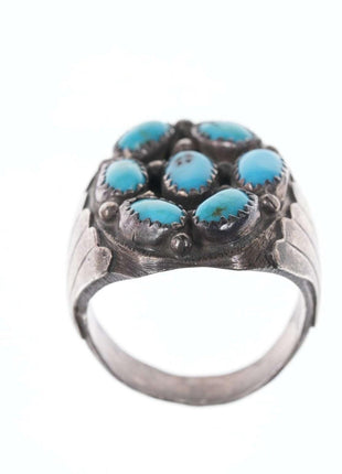 sz12.25 Men's Native American Sterling/turquoise cluster ring - Estate Fresh Austin