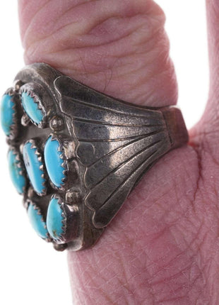 sz12.25 Men's Native American Sterling/turquoise cluster ring - Estate Fresh Austin