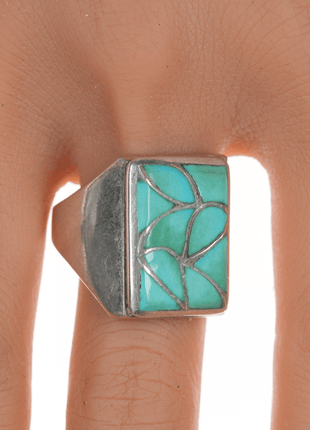 sz12.5 Emma Bonney Zuni Fishscale turquoise silver ring - Estate Fresh Austin