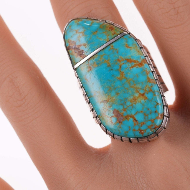 sz12.5 Huge Southwestern Sterling and turquoise ring - Estate Fresh Austin