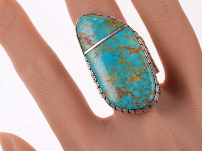 sz12.5 Huge Southwestern Sterling and turquoise ring - Estate Fresh Austin