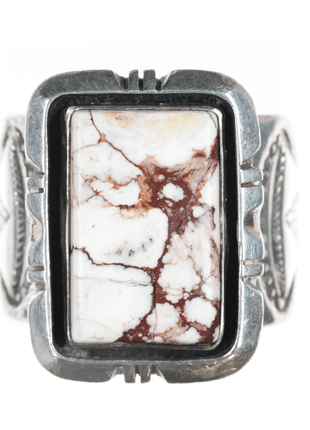 sz12.5 Pete Sanchez Isleta Pueblo Sterling and wild horse jasper ring - Estate Fresh Austin