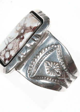 sz12.5 Pete Sanchez Isleta Pueblo Sterling and wild horse jasper ring - Estate Fresh Austin