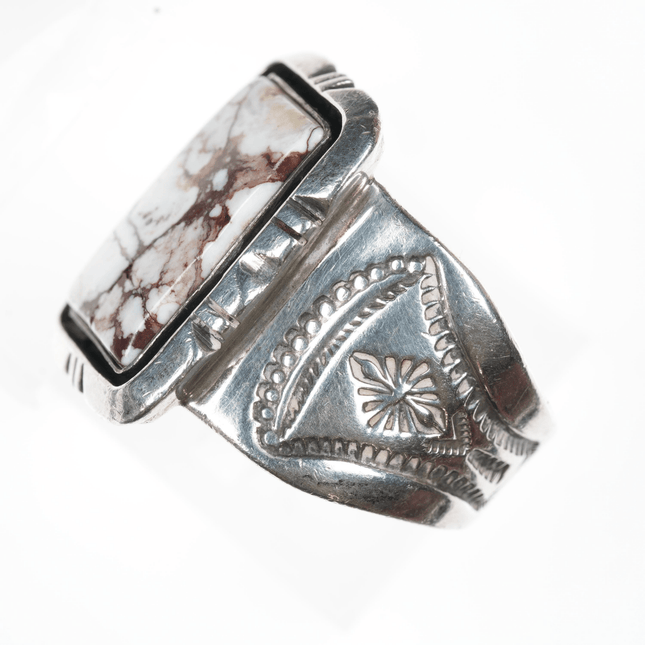 sz12.5 Pete Sanchez Isleta Pueblo Sterling and wild horse jasper ring - Estate Fresh Austin