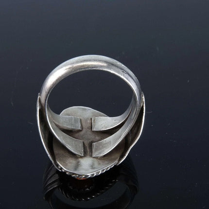 sz12.5 Vintage Navajo Sterling turquoise and coral men's ring - Estate Fresh Austin