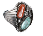 sz12.5 Vintage Navajo Sterling turquoise and coral men's ring - Estate Fresh Austin