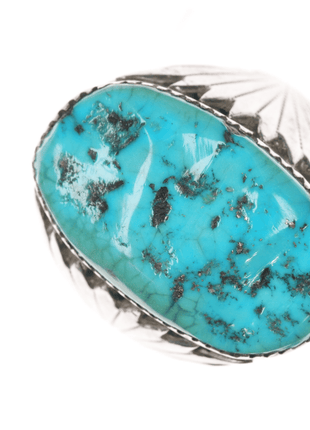 Sz12.75 Robert and Bernice Leekya Zuni sterling and turquoise ring - Estate Fresh Austin