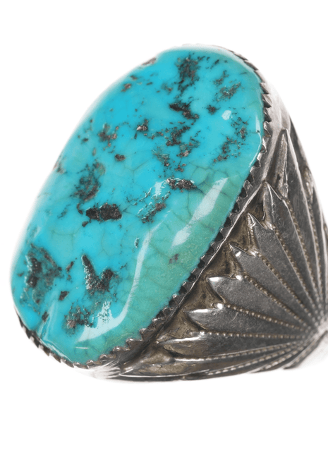 Sz12.75 Robert and Bernice Leekya Zuni sterling and turquoise ring - Estate Fresh Austin