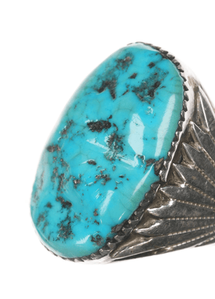 Sz12.75 Robert and Bernice Leekya Zuni sterling and turquoise ring - Estate Fresh Austin