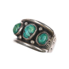 sz13 Large Vintage Native American sterling turquoise row ring - Estate Fresh Austin