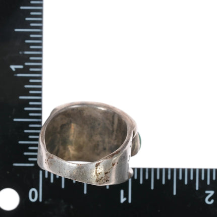 sz13 Large Vintage Native American sterling turquoise row ring - Estate Fresh Austin