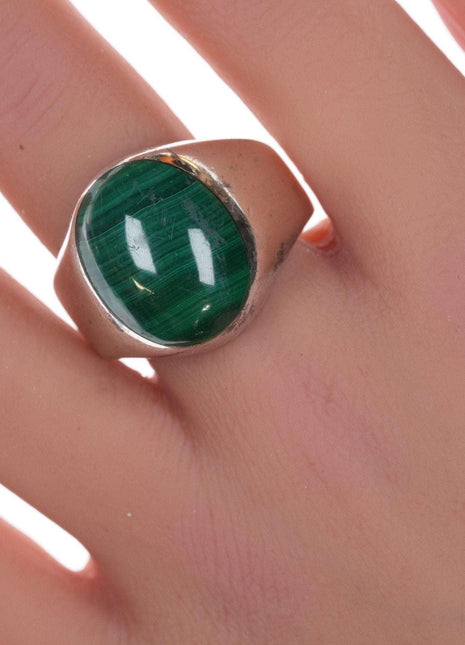 sz13+ Mexican Sterling Malachite ring - Estate Fresh Austin