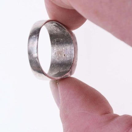 sz13 Vintage Zuni Silver Turquoise channel inlay ring - Estate Fresh Austin