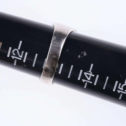 sz13 Vintage Zuni Silver Turquoise channel inlay ring - Estate Fresh Austin