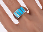 sz13 Vintage Zuni Silver Turquoise channel inlay ring - Estate Fresh Austin