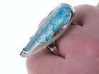 sz13.5 freeform sterling ring with blue crystal - Estate Fresh Austin