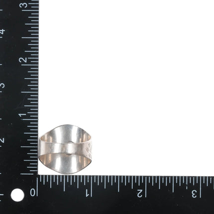 sz13.5 MD Native American sterling green turquoise, chip inlay ring - Estate Fresh Austin