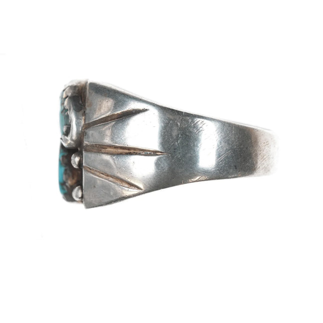 sz14 Vintage Native American Sterling double turquoise ring - Estate Fresh Austin