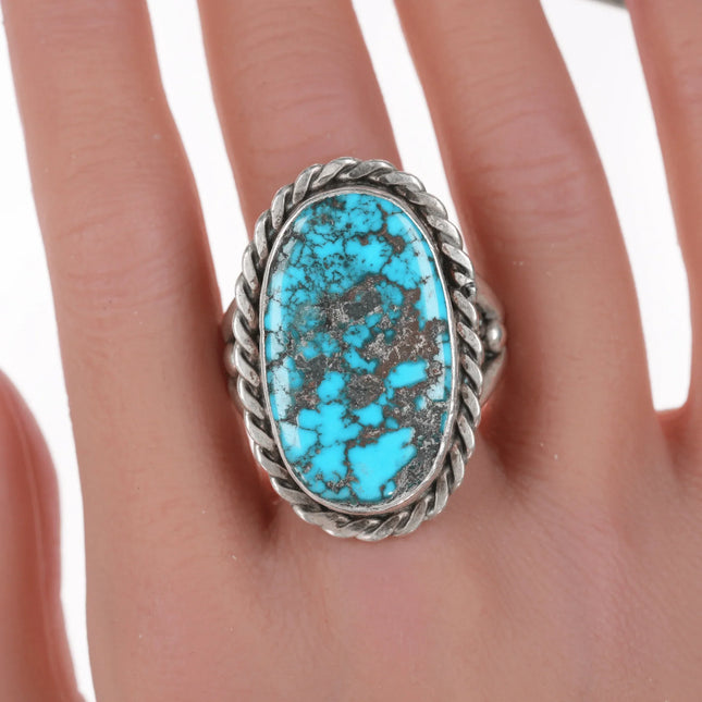 sz15 AE Vintage Southwestern Sterling and turquoise ring - Estate Fresh Austin