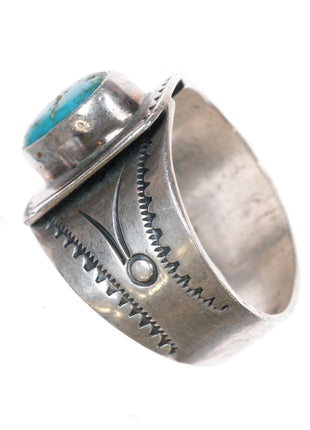 sz15 c1940's Navajo silver ring with nice turquoise - Estate Fresh Austin