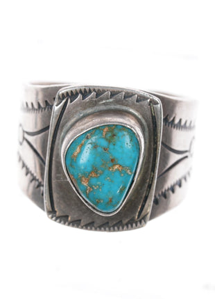 sz15 c1940's Navajo silver ring with nice turquoise - Estate Fresh Austin