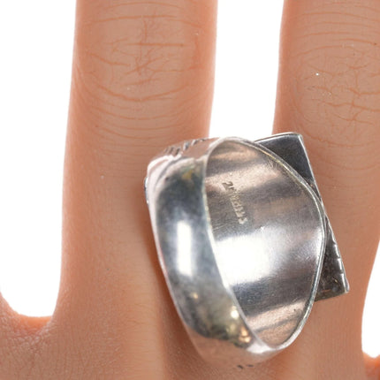 sz16+ Vintage Navajo sterling and turquoise thumb ring - Estate Fresh Austin