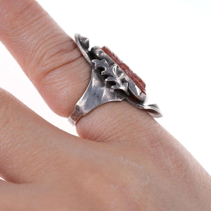 sz3 Antique Sterling Molded Glass Cameo ring - Estate Fresh Austin